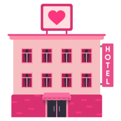 Bagaimana Hotel cinta emoji terlihat di Joypixels.