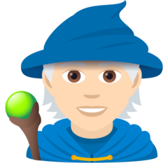 A quoi ressemblent les emoji Mage : peau claire sur Joypixels.