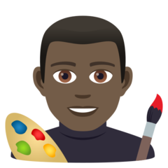 How Man Artist: Dark Skin Tone emoji looks on Joypixels.