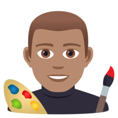 A quoi ressemblent les emoji Artiste homme: peau légèrement mate sur Joypixels.