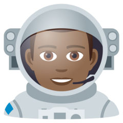 Hur Manlig astronaut: mellanmörk hy emoji ser ut på Joypixels.