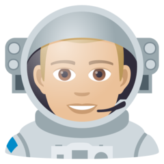 How Man Astronaut: Medium-Light Skin Tone emoji looks on Joypixels.