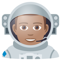 Hur Manlig astronaut: mellanfärgad hy emoji ser ut på Joypixels.