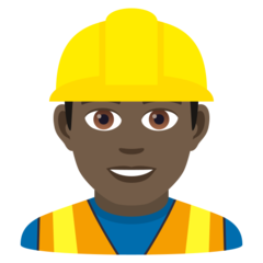 How Man Construction Worker: Dark Skin Tone emoji looks on Joypixels.