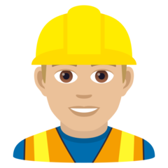 How Man Construction Worker: Medium-Light Skin Tone emoji looks on Joypixels.