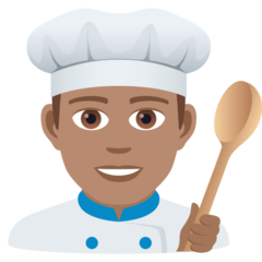 How Man Cook: Medium Skin Tone emoji looks on Joypixels.