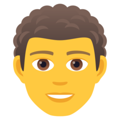 Como o emoji do Homem: cabelo cacheado é exibido no Joypixels.