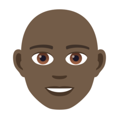 How Man: Dark Skin Tone, Bald emoji looks on Joypixels.