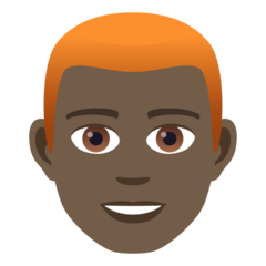 Bagaimana emoji Lelaki: ton kulit gelap dan rambut merah kelihatan di Joypixels.