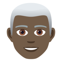 How Man: Dark Skin Tone, White Hair emoji looks on Joypixels.