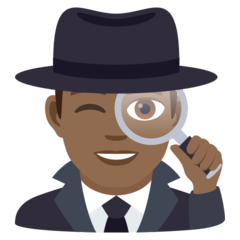 Hoe Mannelijke detective: donkergetinte huidskleur emoji eruit ziet op Joypixels.