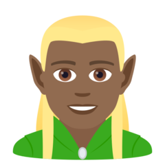 Como o emoji do Elfo homem: pele morena escura é exibido no Joypixels.