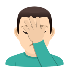 How Man Facepalming: Light Skin Tone emoji looks on Joypixels.