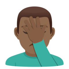 How Man Facepalming: Medium-Dark Skin Tone emoji looks on Joypixels.