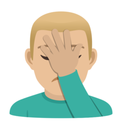 How Man Facepalming: Medium-Light Skin Tone emoji looks on Joypixels.