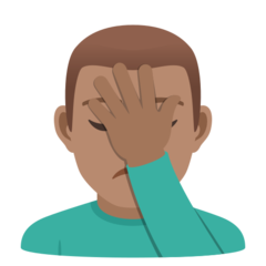 How Man Facepalming: Medium Skin Tone emoji looks on Joypixels.