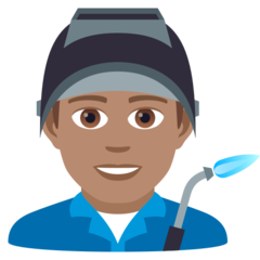 How Man Factory Worker: Medium Skin Tone emoji looks on Joypixels.