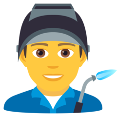 How Man Factory Worker emoji looks on Joypixels.