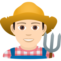 How Man Farmer: Light Skin Tone emoji looks on Joypixels.