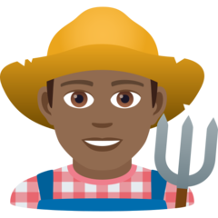 How Man Farmer: Medium-Dark Skin Tone emoji looks on Joypixels.