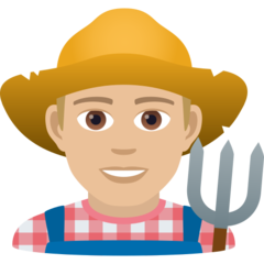 How Man Farmer: Medium-Light Skin Tone emoji looks on Joypixels.