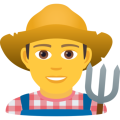 Bagaimana emoji Petani lelaki kelihatan di Joypixels.