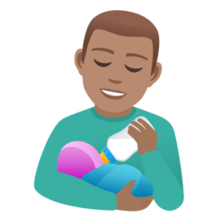 A quoi ressemblent les emoji Homme allaitant un bébé: peau légèrement mate sur Joypixels.