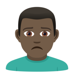 How Man Frowning: Dark Skin Tone emoji looks on Joypixels.