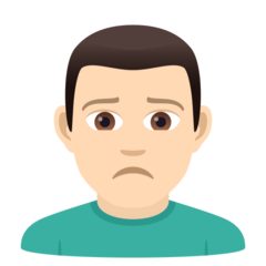 How Man Frowning: Light Skin Tone emoji looks on Joypixels.