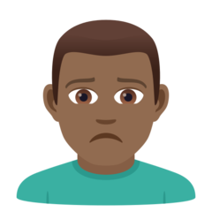 How Man Frowning: Medium-Dark Skin Tone emoji looks on Joypixels.