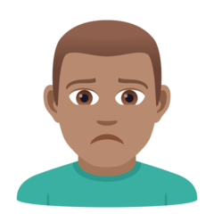 How Man Frowning: Medium Skin Tone emoji looks on Joypixels.