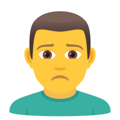 Como o emoji do Homem franzindo a sobrancelha é exibido no Joypixels.