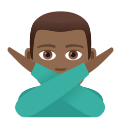 How Man Gesturing NO: Medium-Dark Skin Tone emoji looks on Joypixels.