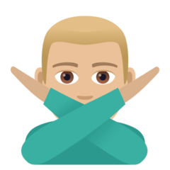 A quoi ressemblent les emoji Homme faisant un geste d’interdiction: peau moyennement claire sur Joypixels.