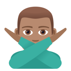 How Man Gesturing NO: Medium Skin Tone emoji looks on Joypixels.