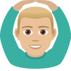 A quoi ressemblent les emoji Homme faisant un geste d’acceptation: peau moyennement claire sur Joypixels.