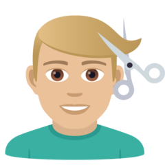 A quoi ressemblent les emoji Homme qui se fait couper les cheveux: peau moyennement claire sur Joypixels.