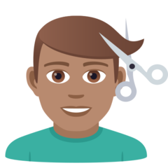 How Man Getting Haircut: Medium Skin Tone emoji looks on Joypixels.