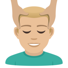 A quoi ressemblent les emoji Homme qui se fait masser: peau moyennement claire sur Joypixels.