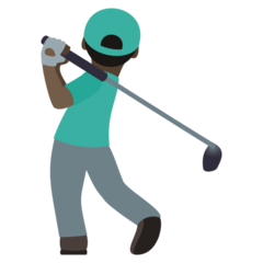 Cómo se ve el emoji Hombre jugando al golf: tono de piel oscuro en Joypixels.