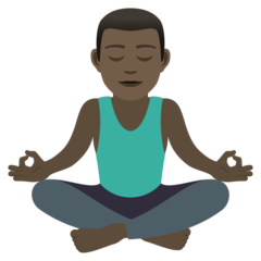 How Man in Lotus Position: Dark Skin Tone emoji looks on Joypixels.