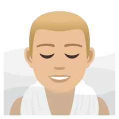 A quoi ressemblent les emoji Homme au hammam: peau moyennement claire sur Joypixels.