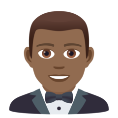 How Man in Tuxedo: Medium-Dark Skin Tone emoji looks on Joypixels.