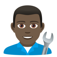 How Man Mechanic: Dark Skin Tone emoji looks on Joypixels.