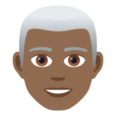 A quoi ressemblent les emoji Homme: peau mate et cheveux blancs sur Joypixels.