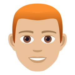 How Man: Medium-Light Skin Tone, Red Hair emoji looks on Joypixels.