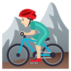 Come Ciclista uomo di mountain bike: carnagione chiara emoji appare su Joypixels.