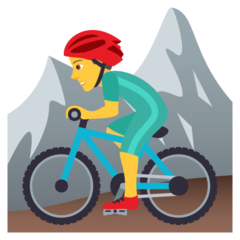 Hur Man som cyklar på en mountainbike emoji ser ut på Joypixels.