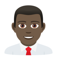 How Man Office Worker: Dark Skin Tone emoji looks on Joypixels.