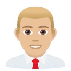 How Man Office Worker: Medium-Light Skin Tone emoji looks on Joypixels.